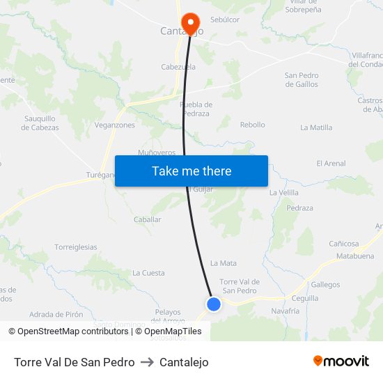 Torre Val De San Pedro to Cantalejo map