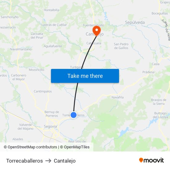 Torrecaballeros to Cantalejo map