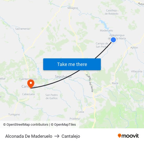 Alconada De Maderuelo to Cantalejo map