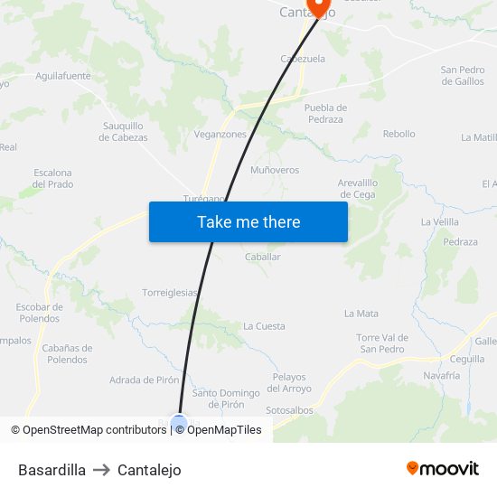 Basardilla to Cantalejo map