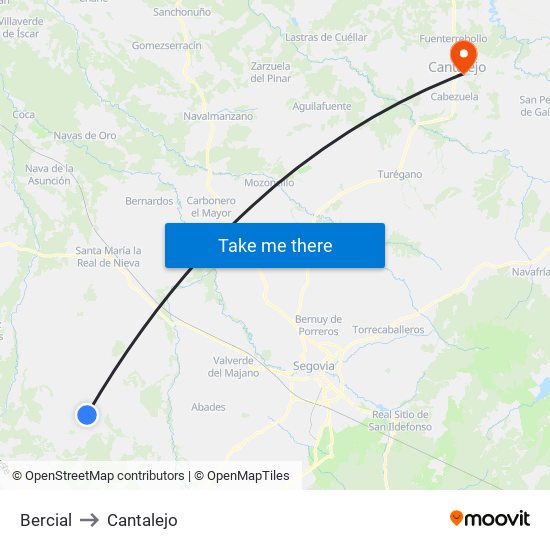 Bercial to Cantalejo map