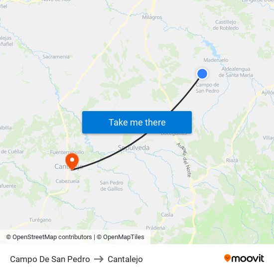 Campo De San Pedro to Cantalejo map