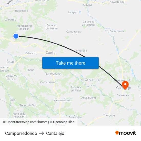Camporredondo to Cantalejo map