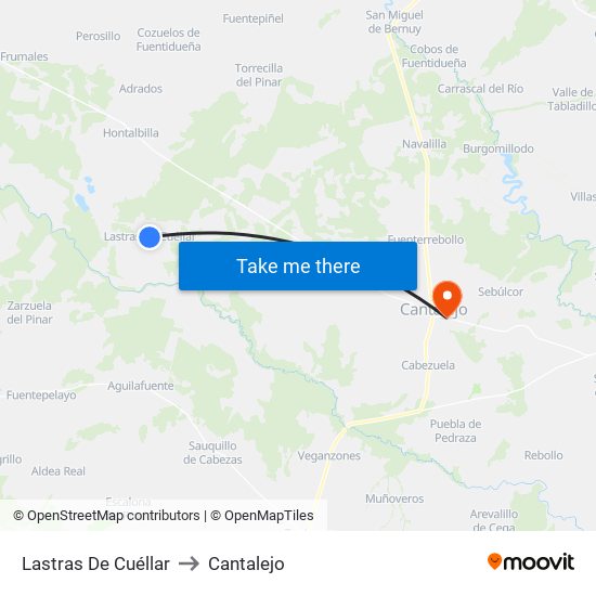 Lastras De Cuéllar to Cantalejo map