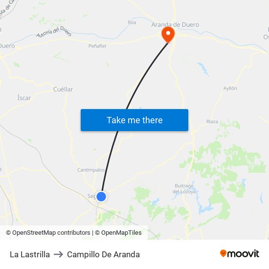 La Lastrilla to Campillo De Aranda map