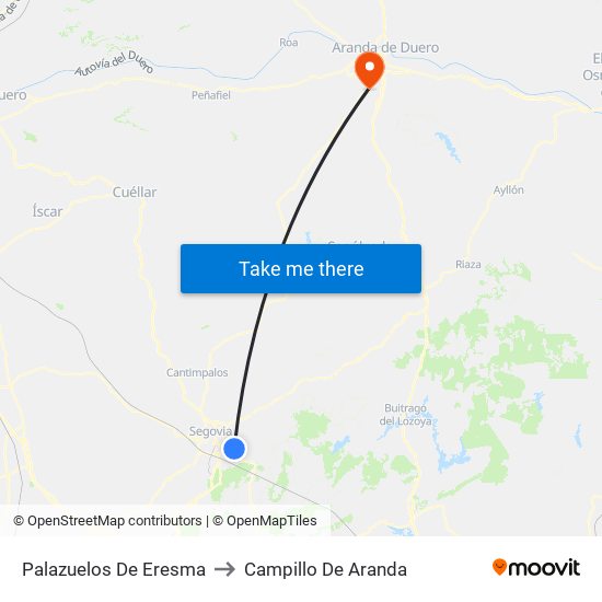 Palazuelos De Eresma to Campillo De Aranda map