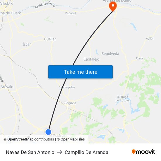Navas De San Antonio to Campillo De Aranda map