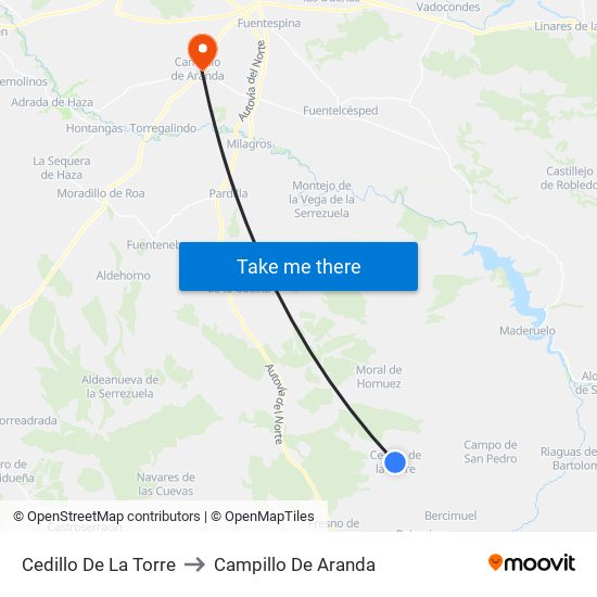 Cedillo De La Torre to Campillo De Aranda map