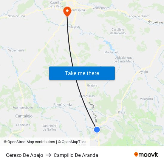 Cerezo De Abajo to Campillo De Aranda map