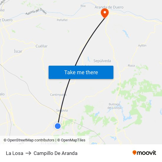 La Losa to Campillo De Aranda map