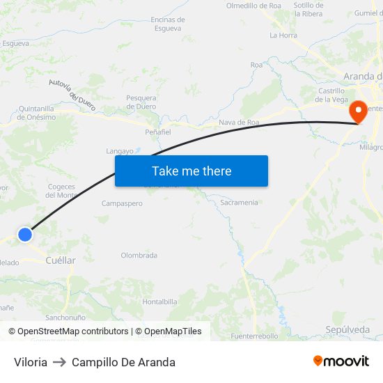 Viloria to Campillo De Aranda map