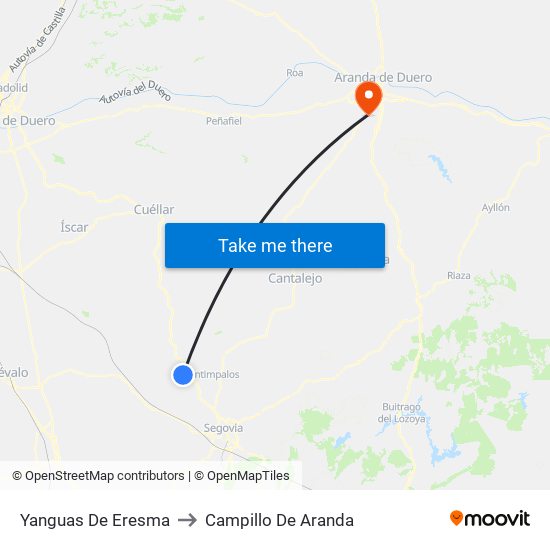 Yanguas De Eresma to Campillo De Aranda map