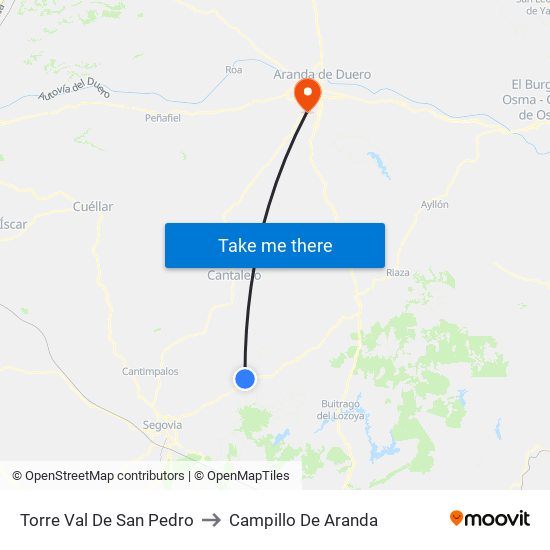 Torre Val De San Pedro to Campillo De Aranda map