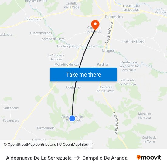 Aldeanueva De La Serrezuela to Campillo De Aranda map