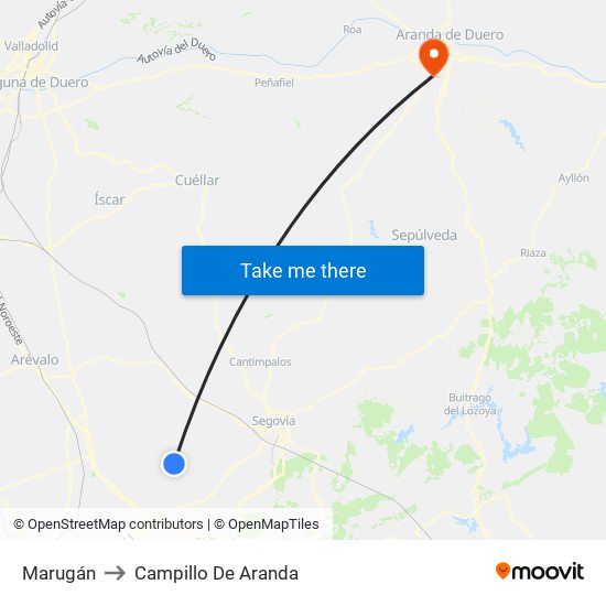 Marugán to Campillo De Aranda map