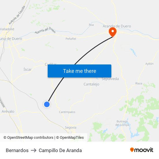 Bernardos to Campillo De Aranda map