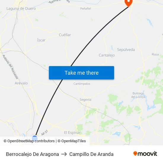 Berrocalejo De Aragona to Campillo De Aranda map