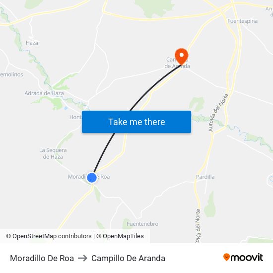 Moradillo De Roa to Campillo De Aranda map
