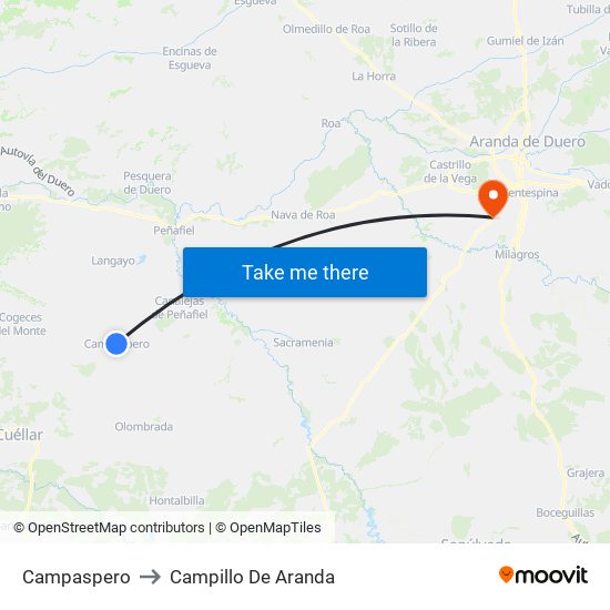 Campaspero to Campillo De Aranda map