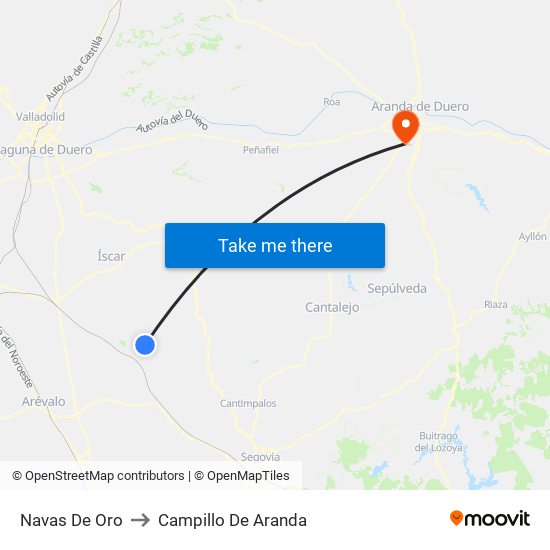 Navas De Oro to Campillo De Aranda map