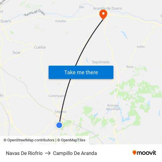 Navas De Riofrío to Campillo De Aranda map