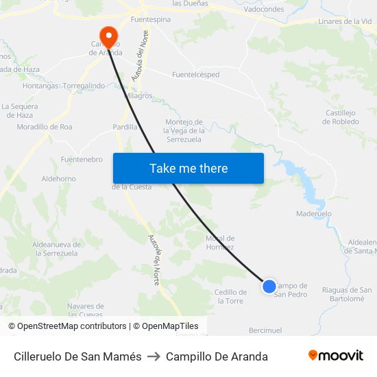 Cilleruelo De San Mamés to Campillo De Aranda map
