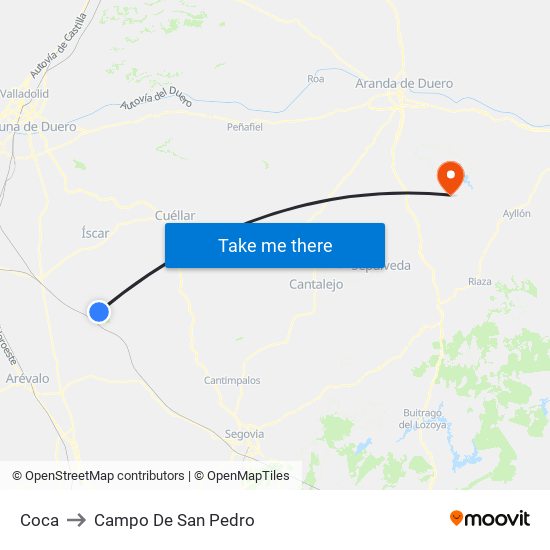 Coca to Campo De San Pedro map