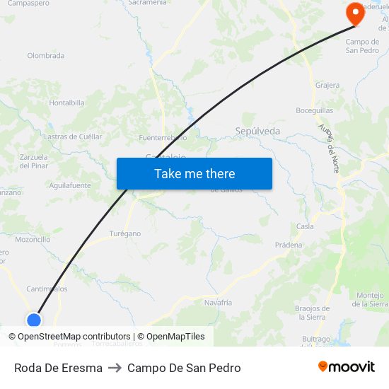 Roda De Eresma to Campo De San Pedro map