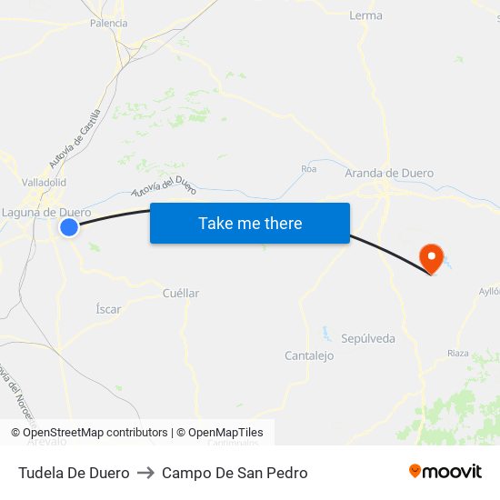 Tudela De Duero to Campo De San Pedro map