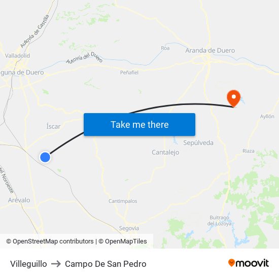 Villeguillo to Campo De San Pedro map