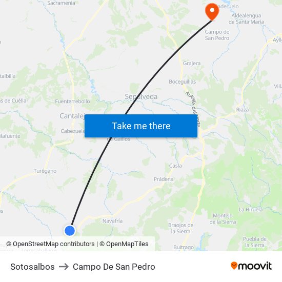 Sotosalbos to Campo De San Pedro map