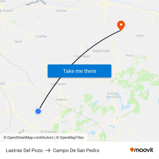 Lastras Del Pozo to Campo De San Pedro map