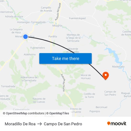 Moradillo De Roa to Campo De San Pedro map
