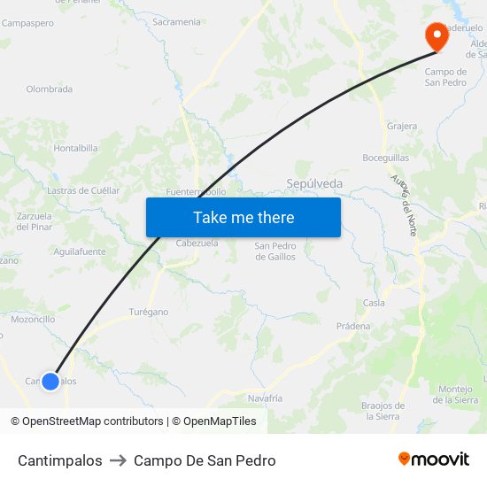 Cantimpalos to Campo De San Pedro map