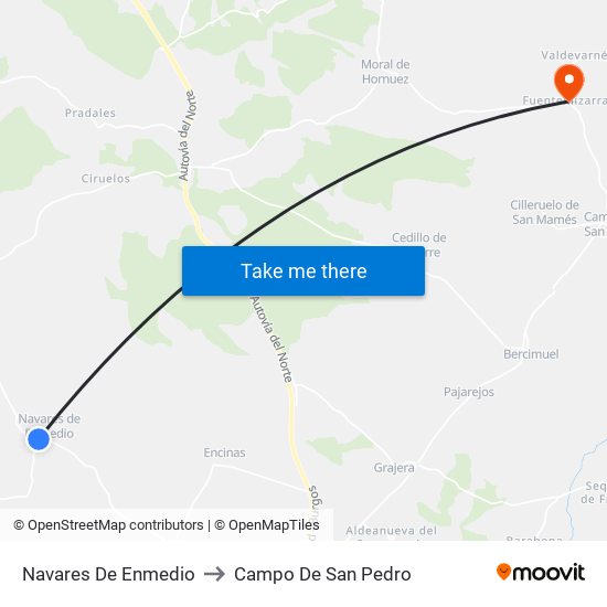 Navares De Enmedio to Campo De San Pedro map