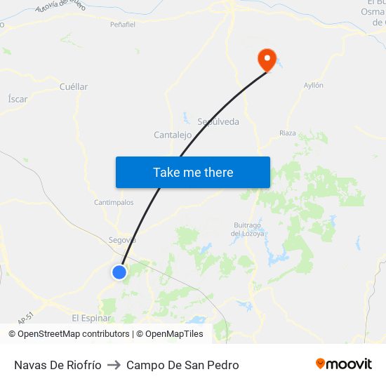 Navas De Riofrío to Campo De San Pedro map