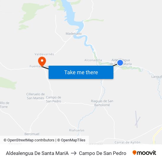 Aldealengua De Santa Marí­A to Campo De San Pedro map