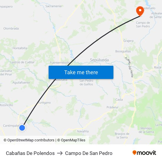 Cabañas De Polendos to Campo De San Pedro map