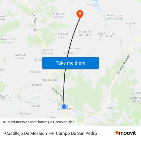 Castillejo De Mesleón to Campo De San Pedro map