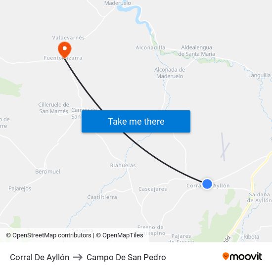 Corral De Ayllón to Campo De San Pedro map