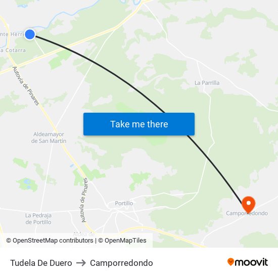 Tudela De Duero to Camporredondo map