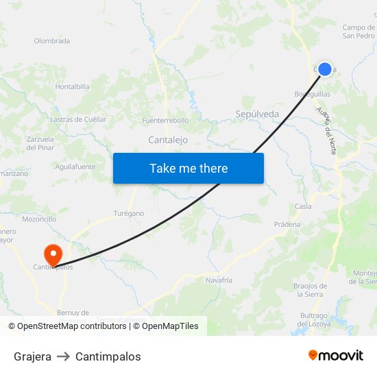 Grajera to Cantimpalos map