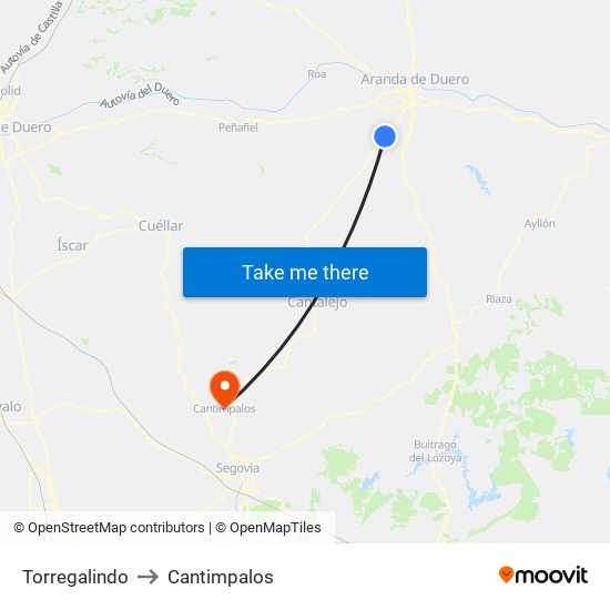 Torregalindo to Cantimpalos map