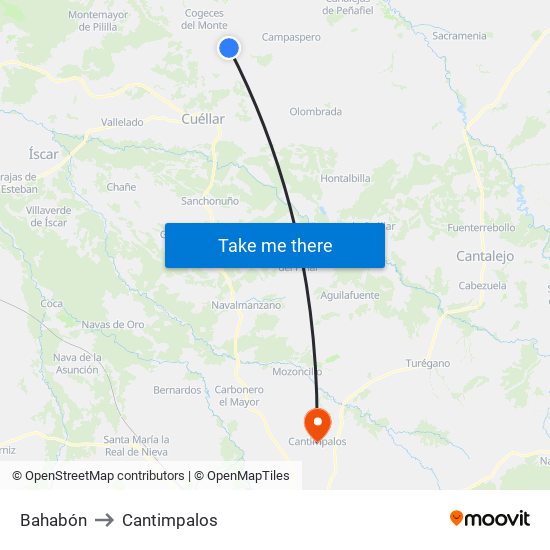 Bahabón to Cantimpalos map