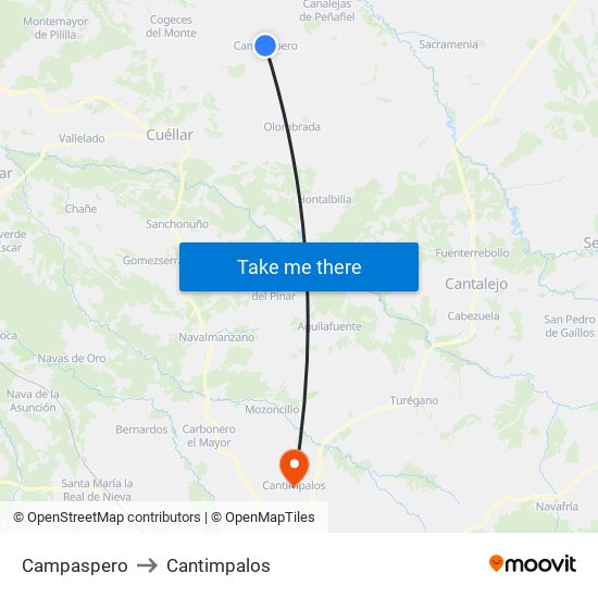 Campaspero to Cantimpalos map