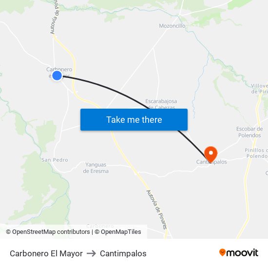 Carbonero El Mayor to Cantimpalos map