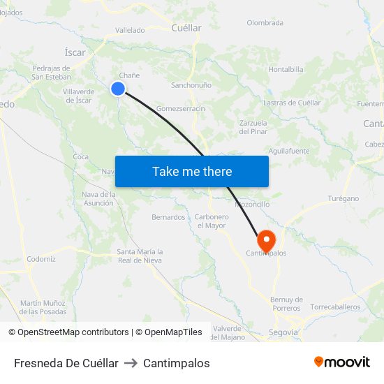 Fresneda De Cuéllar to Cantimpalos map