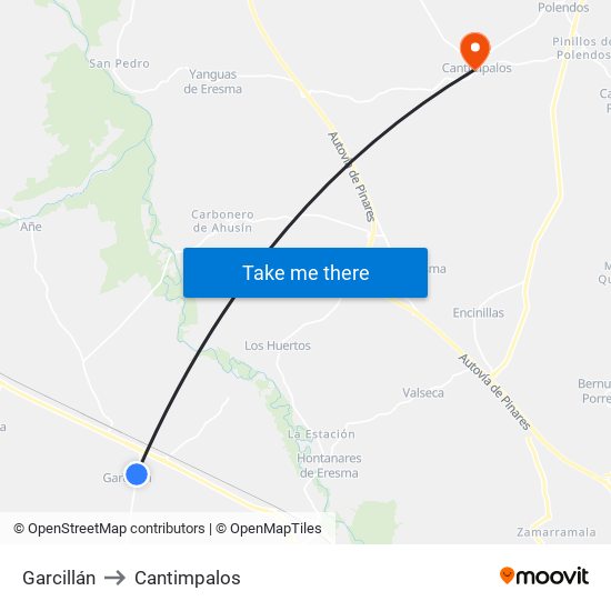 Garcillán to Cantimpalos map