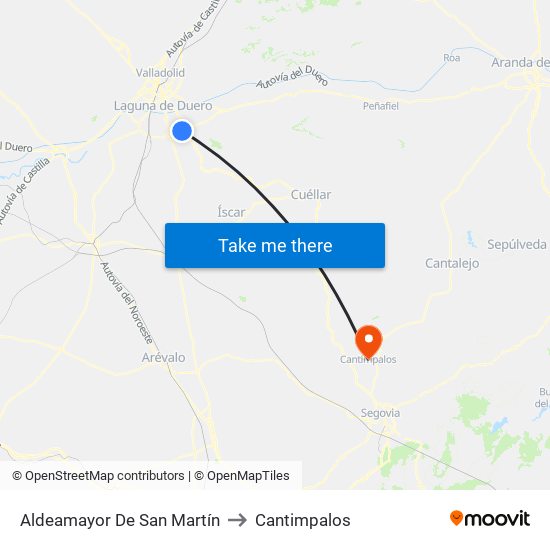 Aldeamayor De San Martín to Cantimpalos map