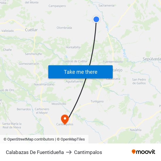 Calabazas De Fuentidueña to Cantimpalos map